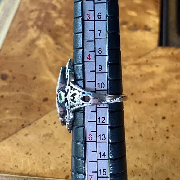 Natural Canary Opal Chrome Diopside Sterling Silver Ring Size 5 - Picture 8 of 9